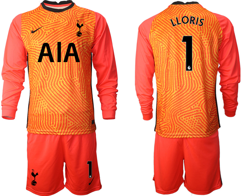 2021 Men Tottenham Hotspur red goalkeeper long sleeve #1 soccer jerseys->tottenham jersey->Soccer Club Jersey
